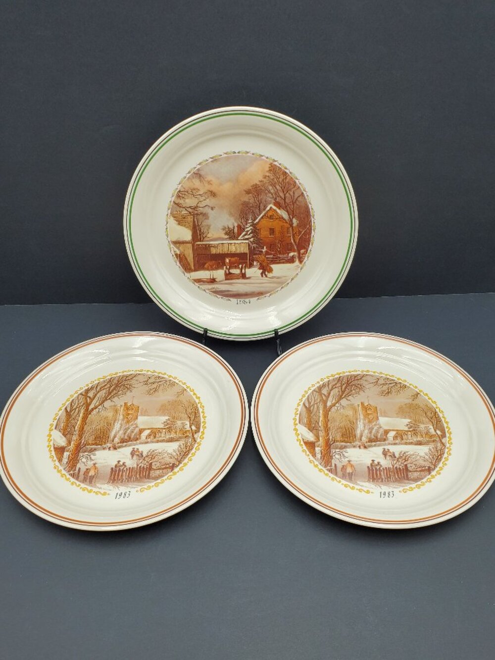 Corelle Christmas Series Dinner Plates Corning 1983 and 1984 Collector Plates